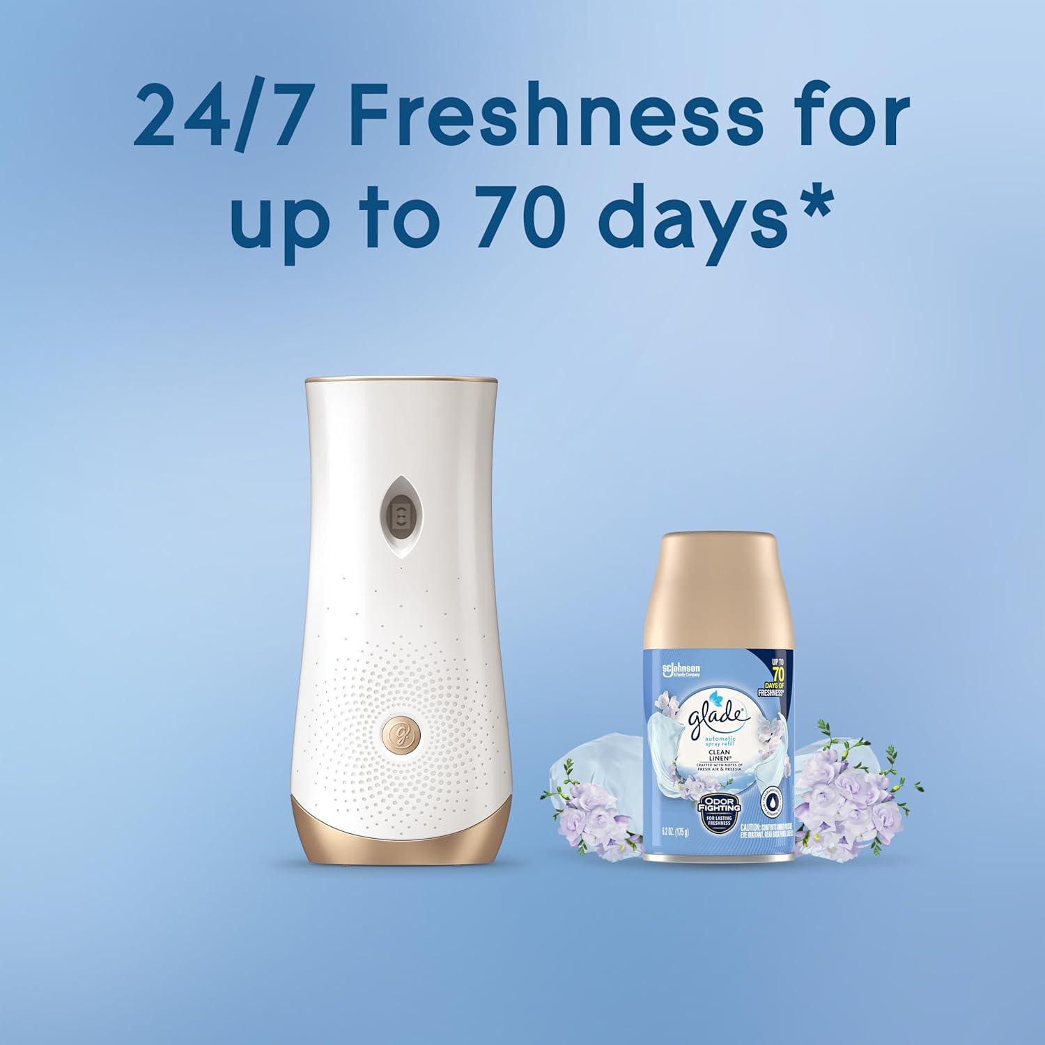 image:imageGlade Automatic Spray Air Freshener Refill Scented Air Freshener for Home and Bathroom Clean Linen 62 Oz 3 CountClean Linen