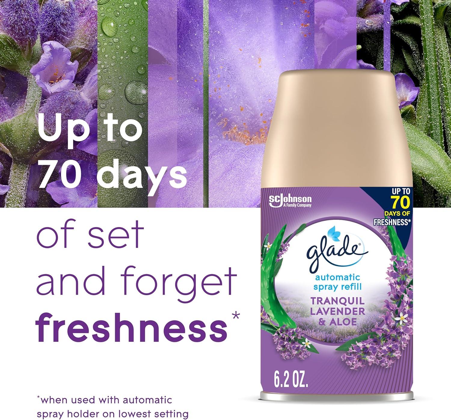 image:imageGlade Automatic Spray Air Freshener Refill Scented Air Freshener for Home and Bathroom Clean Linen 62 Oz 3 CountTranquil Lavender Aloe
