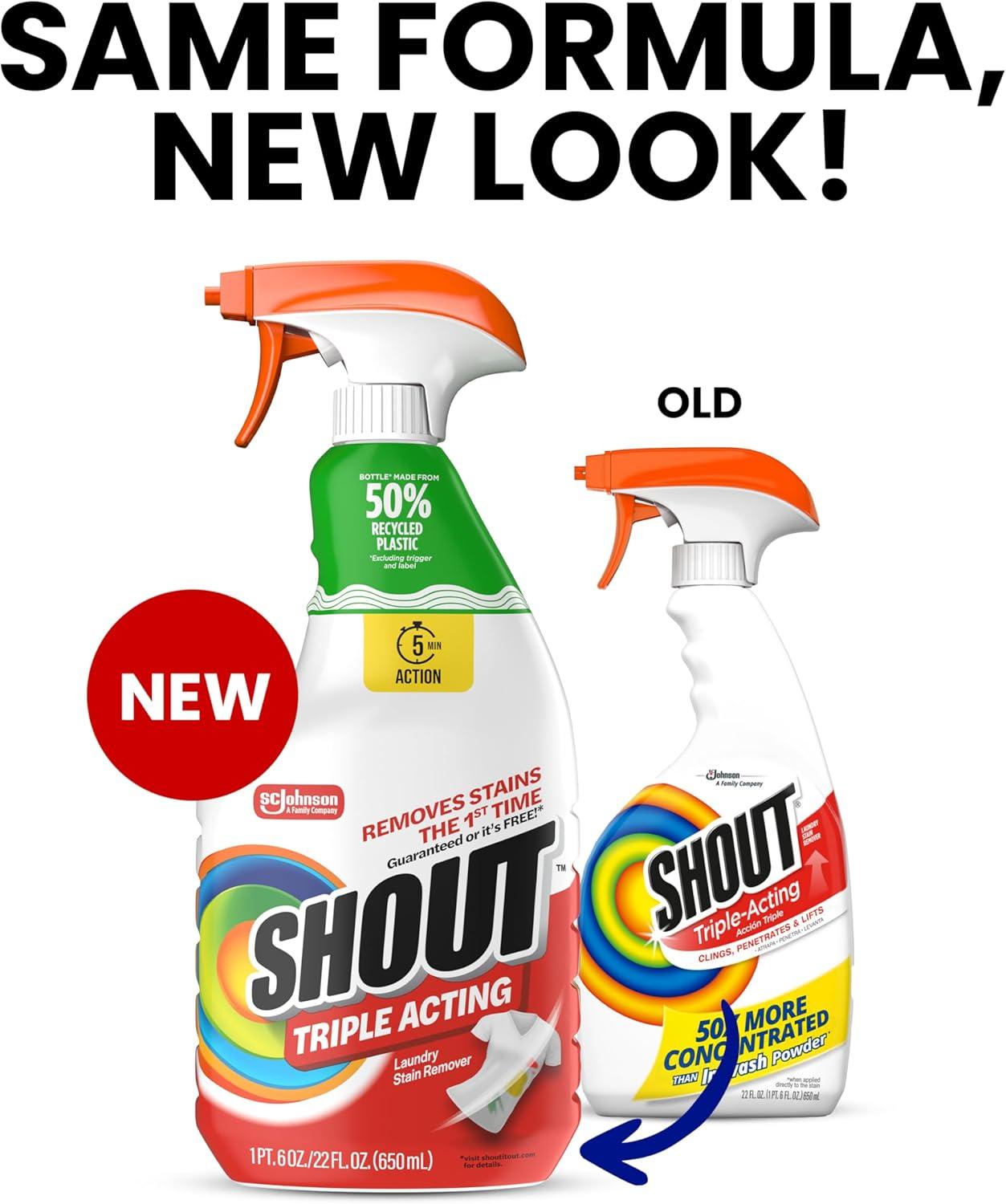 image:imageShout Active Enzyme Laundry Stain Remover Spray TripleActing Formula Clings Penetrates and Lifts 100 Types of Everyday Stains Prewash Spray 22oz22 Ounce Pack of 1