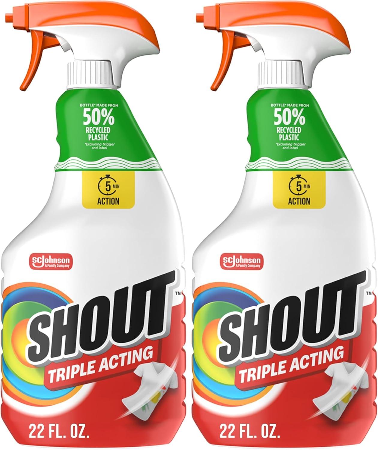 image:imageShout Active Enzyme Laundry Stain Remover Spray TripleActing Formula Clings Penetrates and Lifts 100 Types of Everyday Stains Prewash Spray 22oz22 Ounce Pack of 1