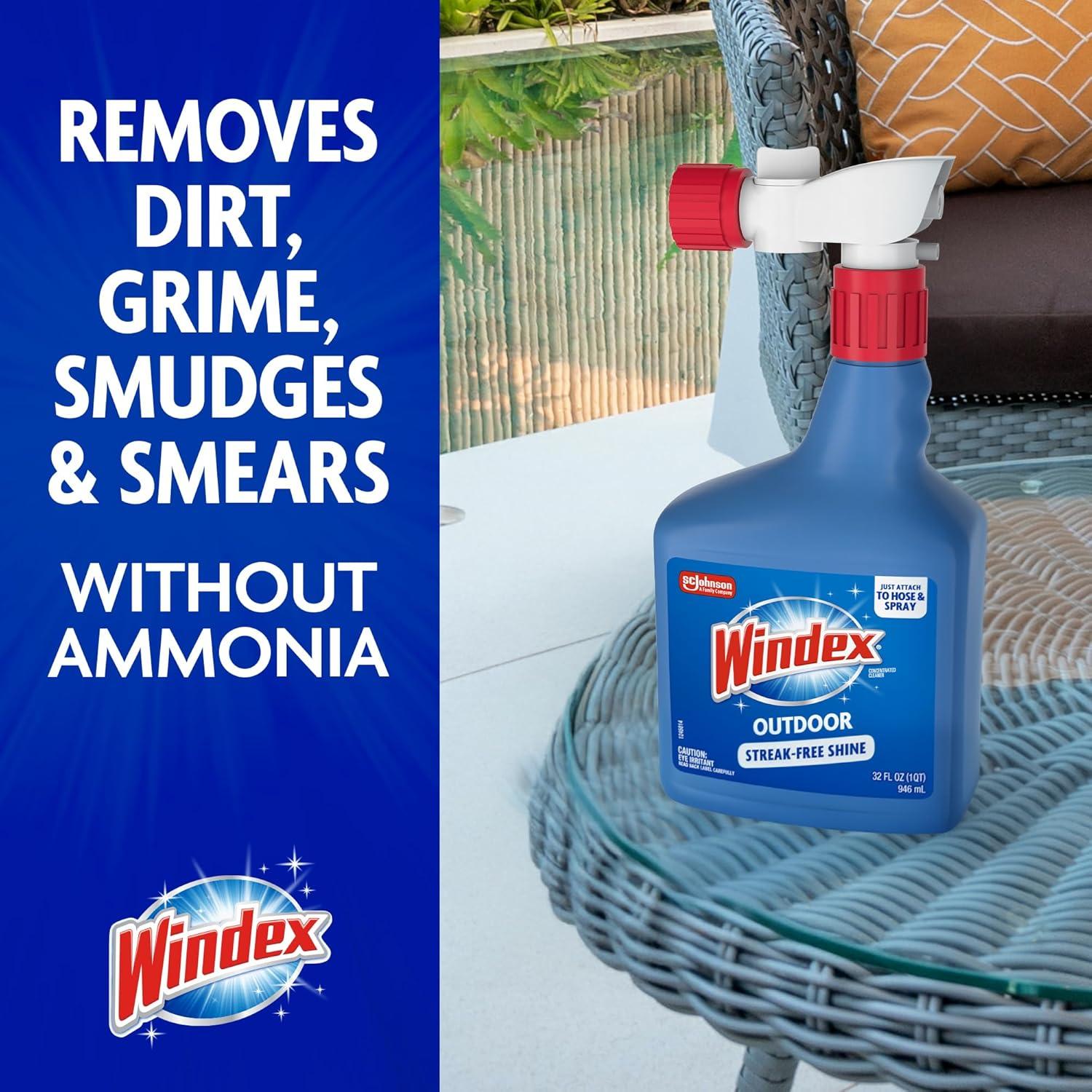 image:imageWindex Outdoor Window and Glass Cleaner for Hose Ammonia Free Concentrated Formula for Deep Outdoor Clean Patio Cleaner Compatible With All Hoses 32 Fl Oz Pack of 232 Fl Oz Pack of 2