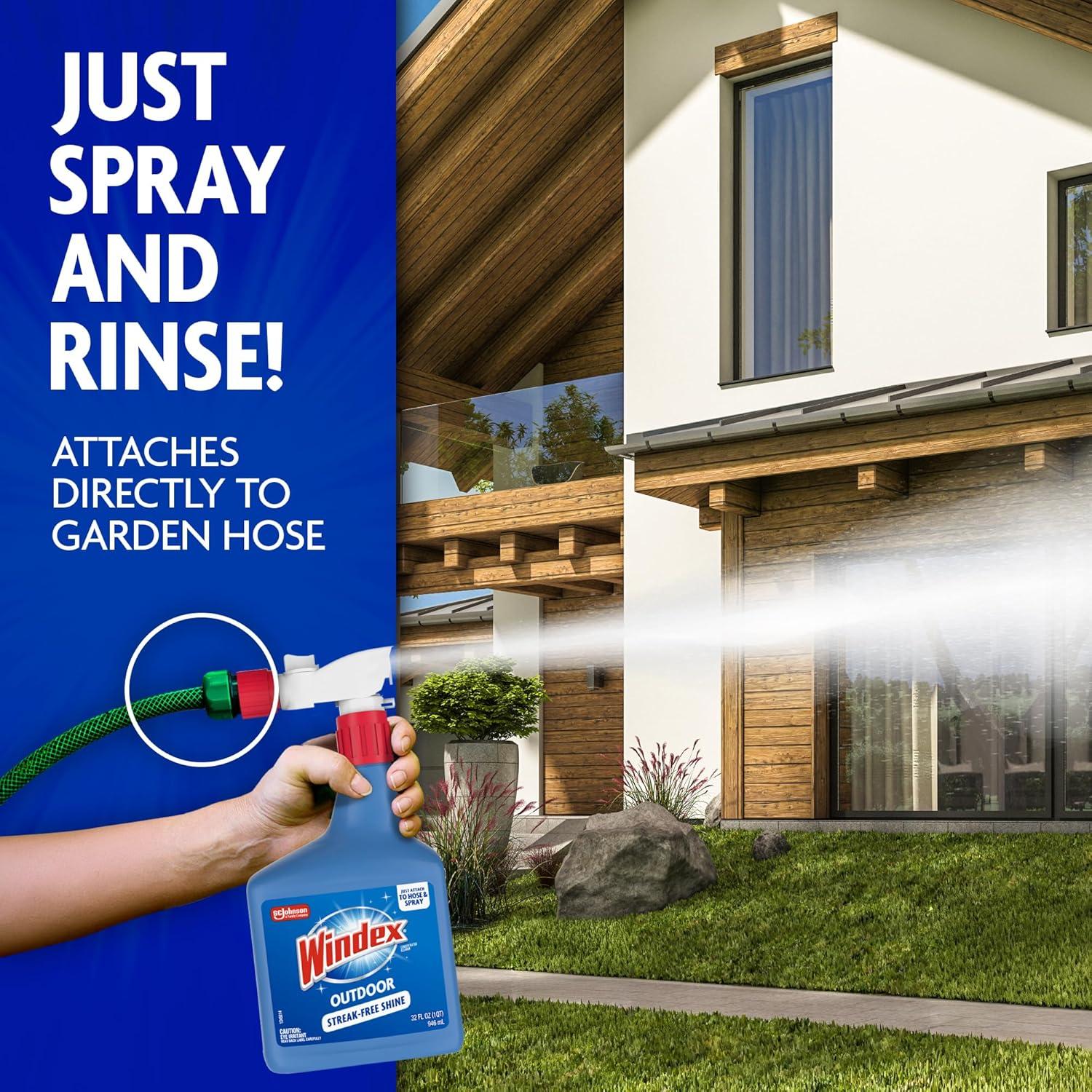 image:imageWindex Outdoor Window and Glass Cleaner for Hose Ammonia Free Concentrated Formula for Deep Outdoor Clean Patio Cleaner Compatible With All Hoses 32 Fl Oz Pack of 232 Fl Oz Pack of 2