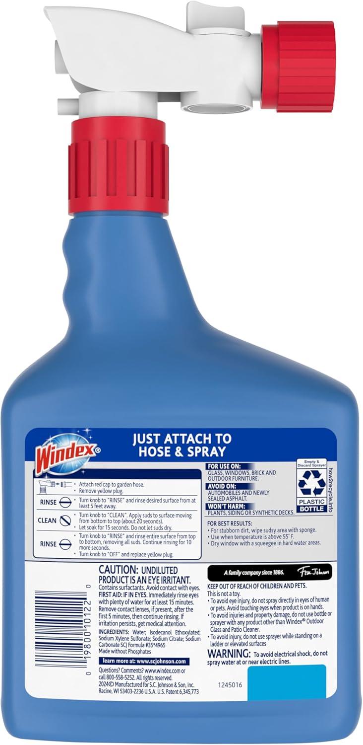 image:imageWindex Outdoor Window and Glass Cleaner for Hose Ammonia Free Concentrated Formula for Deep Outdoor Clean Patio Cleaner Compatible With All Hoses 32 Fl Oz Pack of 232 Fl Oz Pack of 8