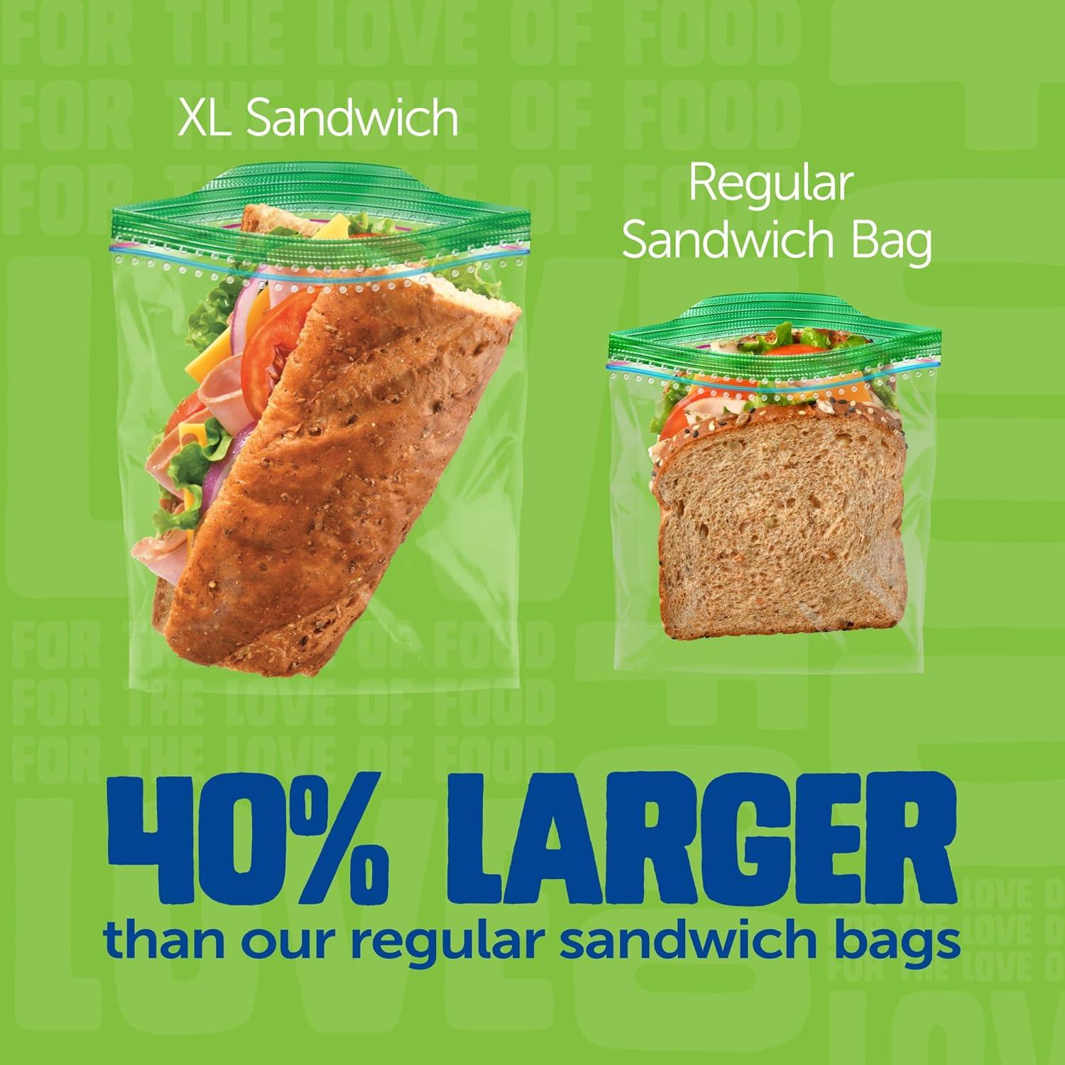 image:imageZiploc 175 Count Sandwich and Snack Bags with EasyGuide Texture Plastic Storage Bags with Grip n Seal Technology