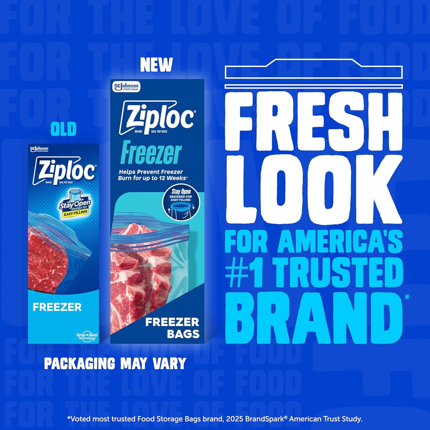 image:imageZiploc 2 Gallon Food Storage Freezer Bags Grip n Seal Technology for Easier Grip Open and Close 10 Count Packaging May Vary10 Count