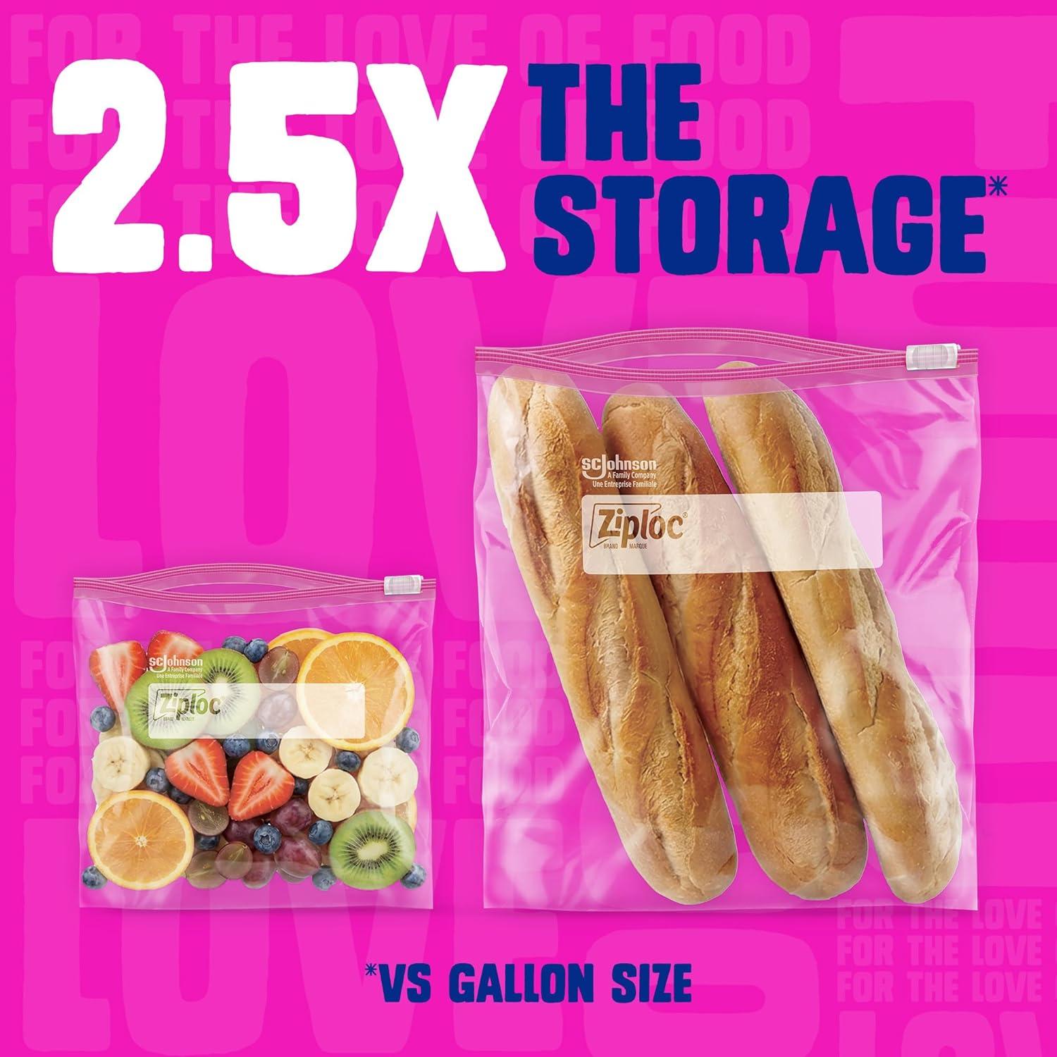 image:imageZiploc 25 Gallon Jumbo Storage Slider Bag Power Shield Technology 12 count