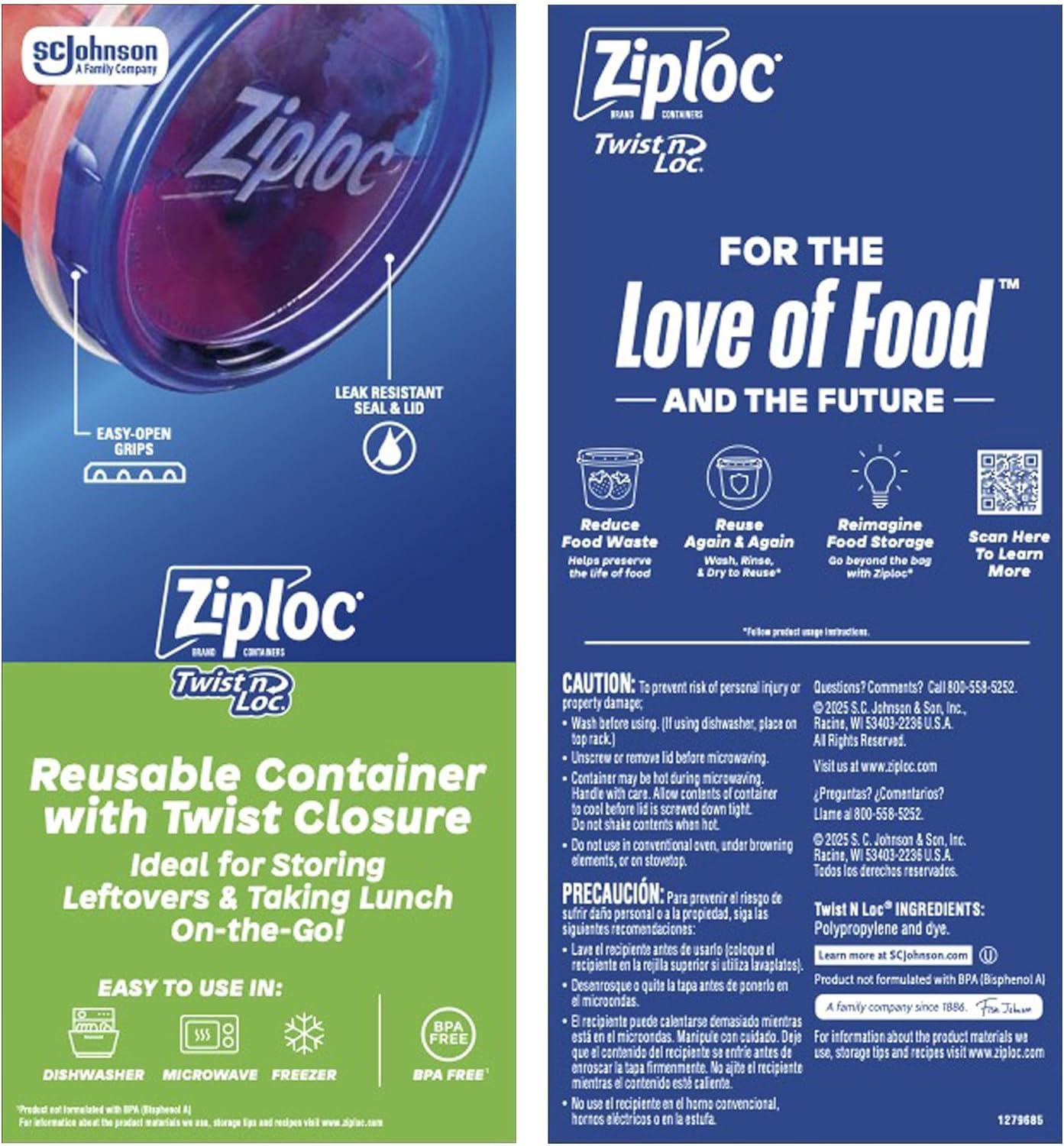 image:imageZiploc Brand Twist n Loc Food Storage Containers Leak Resistant Design Small and Medium Round Variety Pack 5 countSmall