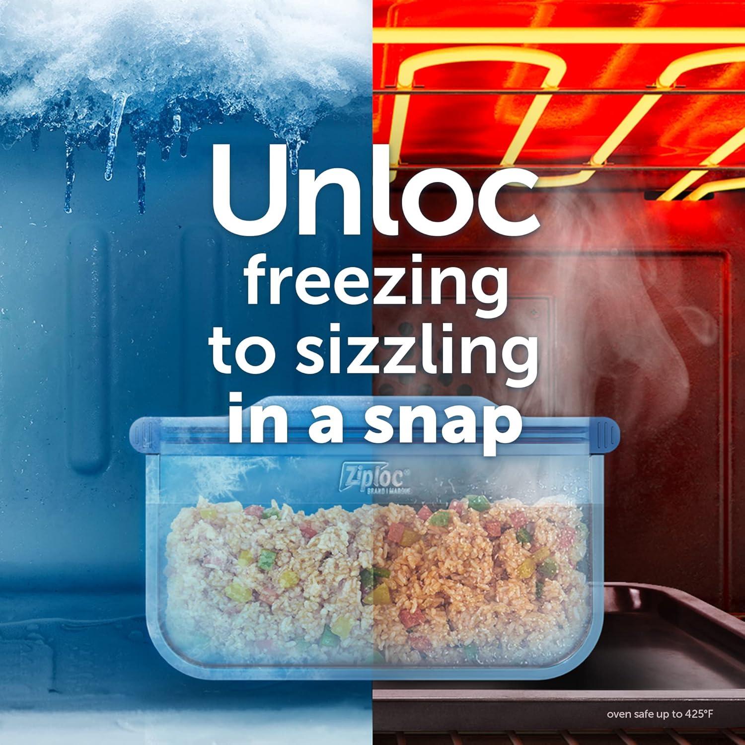 image:imageZiploc Endurables Large Pouch 8 Cups Reusable Silicone Bags and Food Storage Meal Prep Containers for Freezer Oven and Microwave Dishwasher SafeSmall Pouch Pack of 2