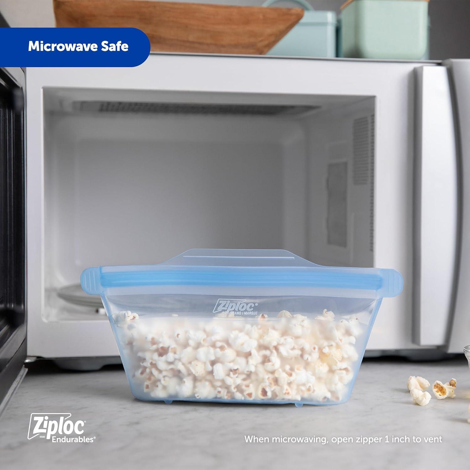 image:imageZiploc Endurables Pouch and Containers Variety Pack Reusable Silicone Bags and Food Storage Meal Prep Containers for Freezer Oven and Microwave Dishwasher Safe 5 Total