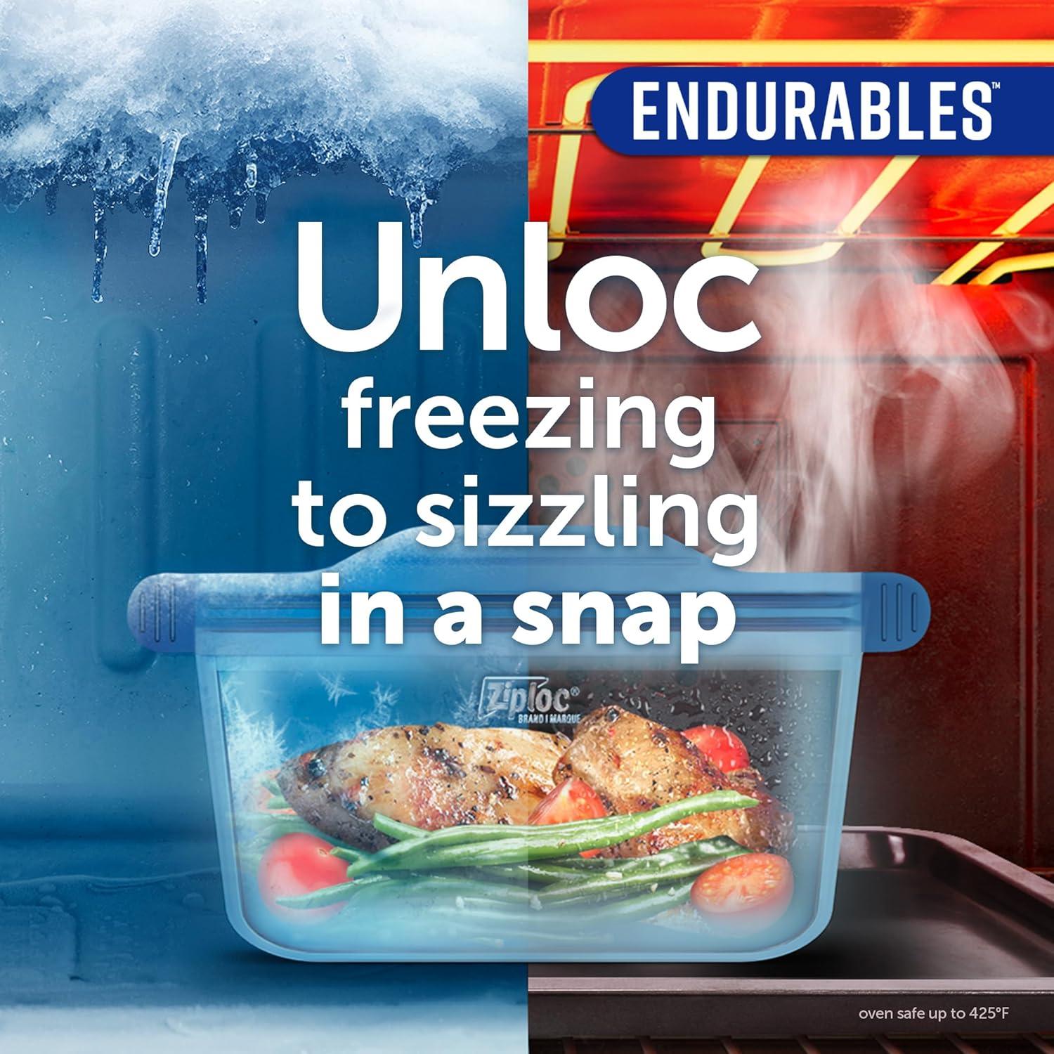 image:imageZiploc Endurables Silicone Food Storage Meal Prep Containers Microwave Safe and EcoFriendly Medium Container 1 CountMedium 1 Count