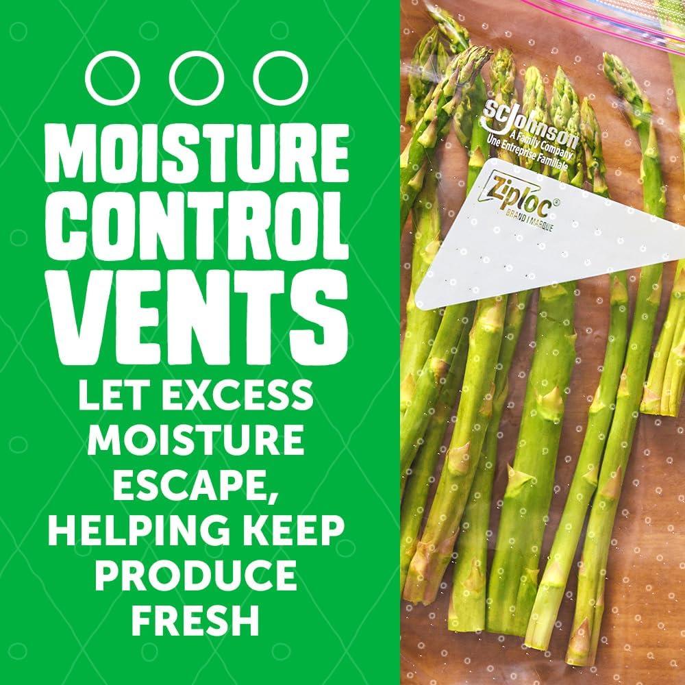 image:imageZiploc Food Storage Produce Bags Seal Top to Keep and Control Moisture 15 Bags Total15 Count