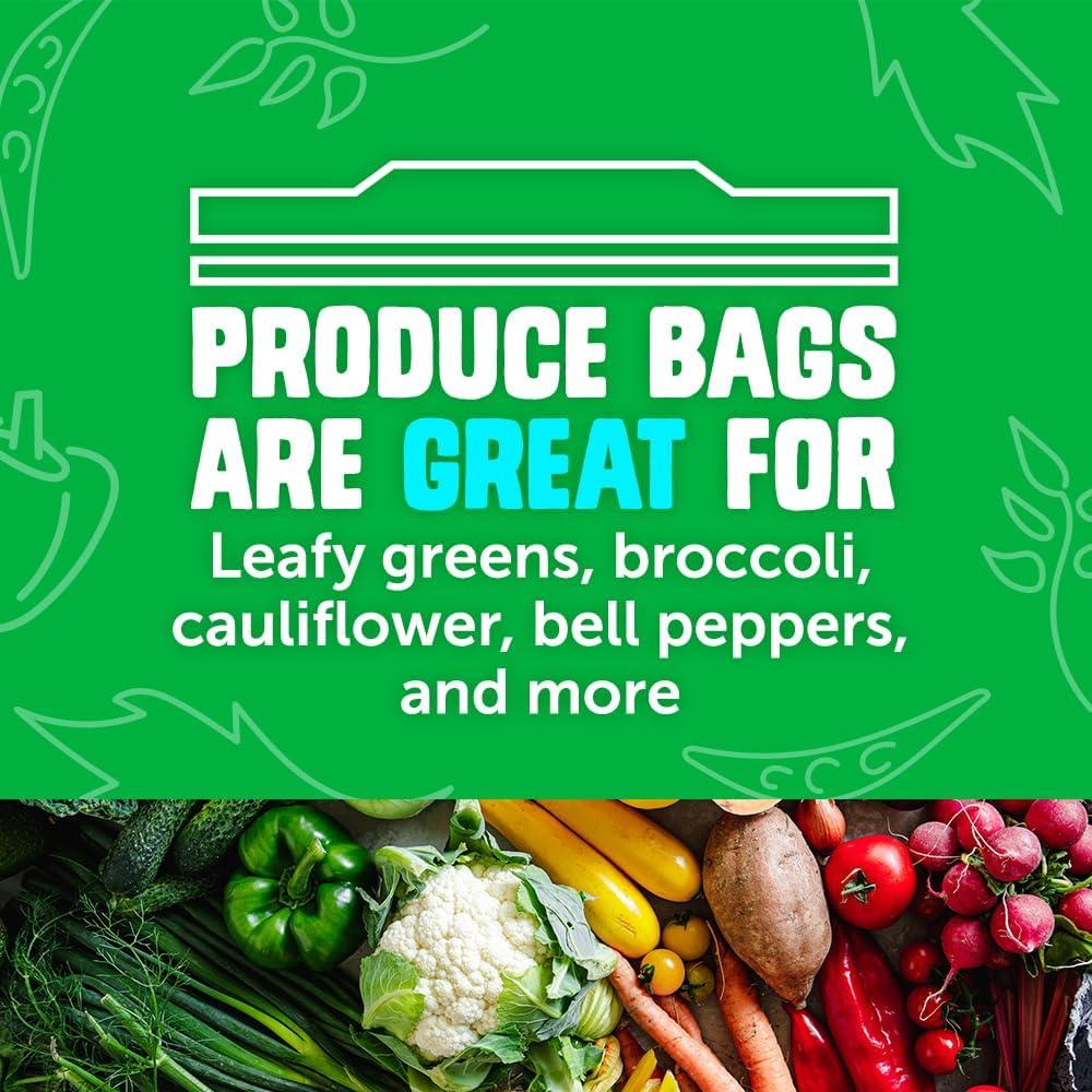 image:imageZiploc Food Storage Produce Bags Seal Top to Keep and Control Moisture 15 Bags Total50 Count