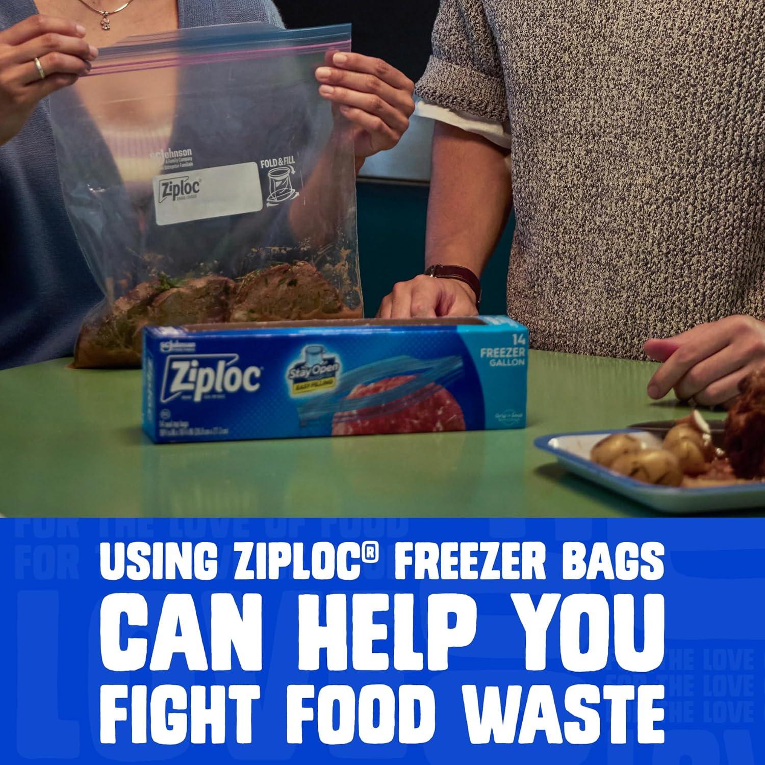 image:imageZiploc Gallon Food Storage Freezer Bags StandUp Bottom Easy to Fill 16 Count66 Count