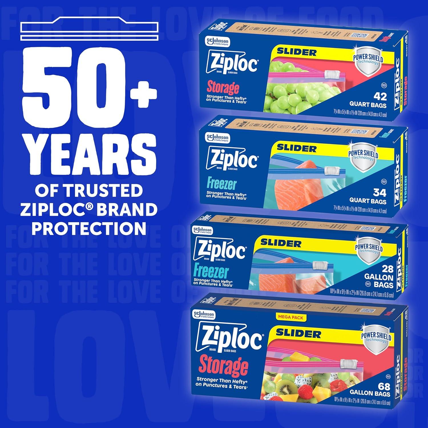 image:imageZiploc Gallon Food Storage Freezer Slider Bags Durable 28 Count13 Count