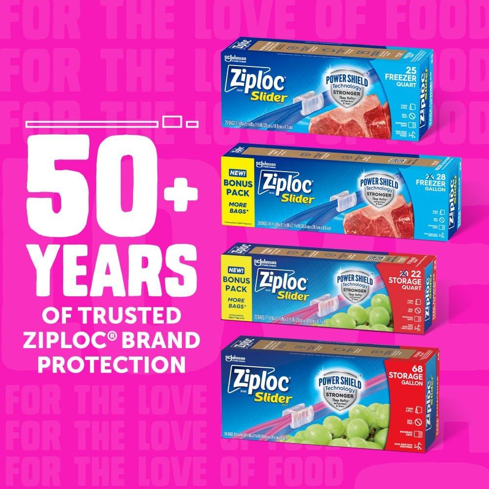 image:imageZiploc Gallon Food Storage Slider Bags Power Shield Technology for More Durability 32 Count Packaging May Vary32 Count Pack of 1