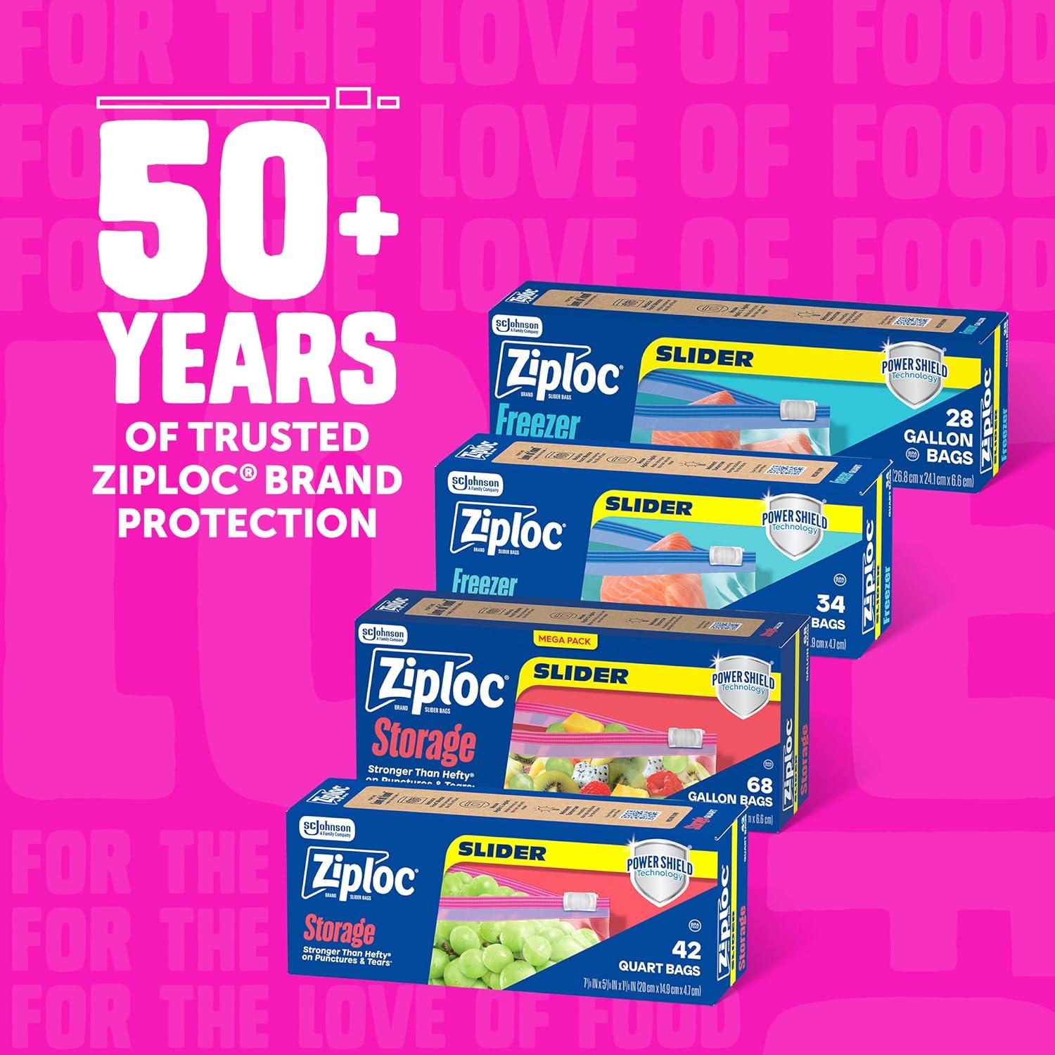image:imageZiploc Gallon Food Storage Slider Bags Power Shield Technology for More Durability 68 Count104 Count