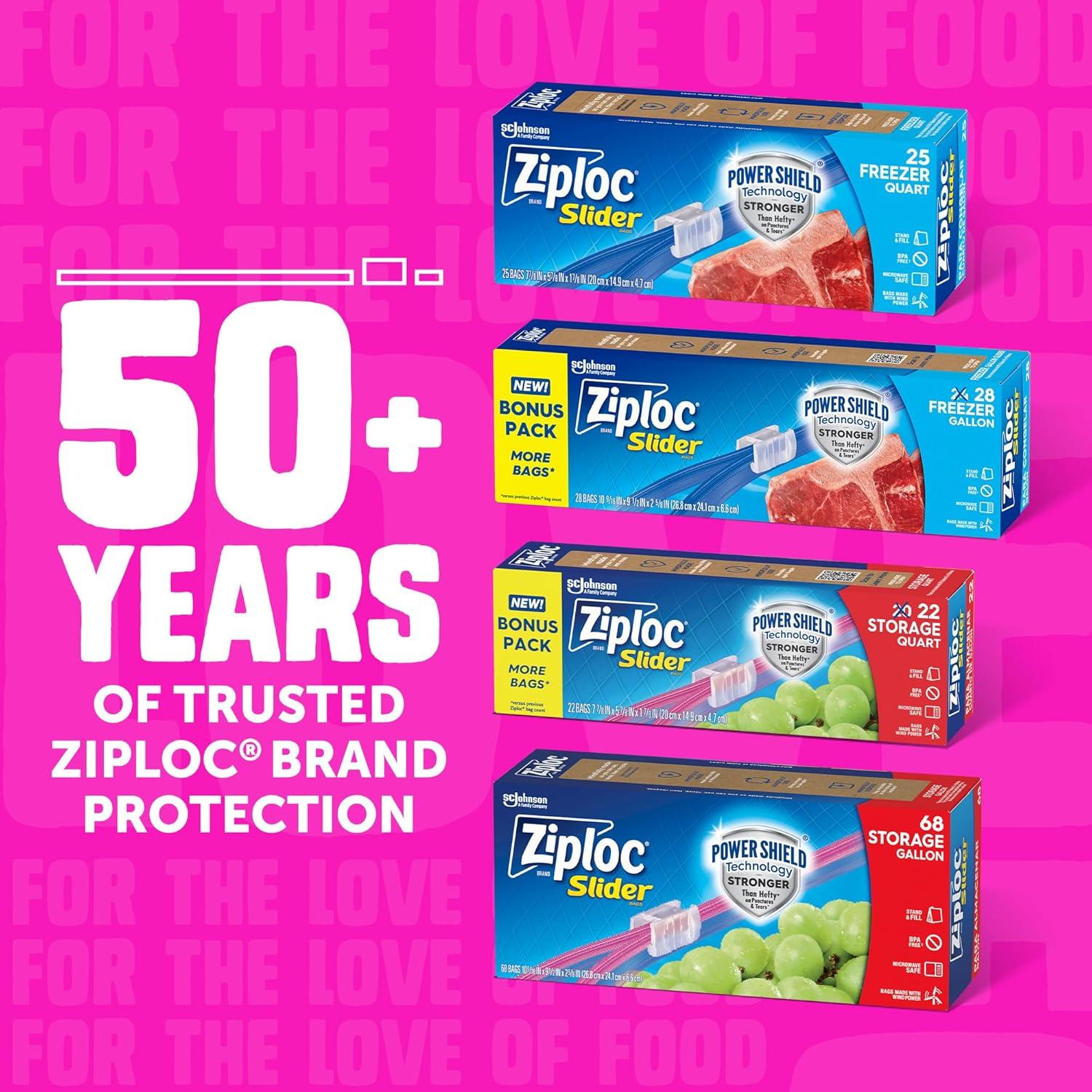 image:imageZiploc Gallon Food Storage Slider Bags Power Shield Technology for More Durability 68 Count18 Count