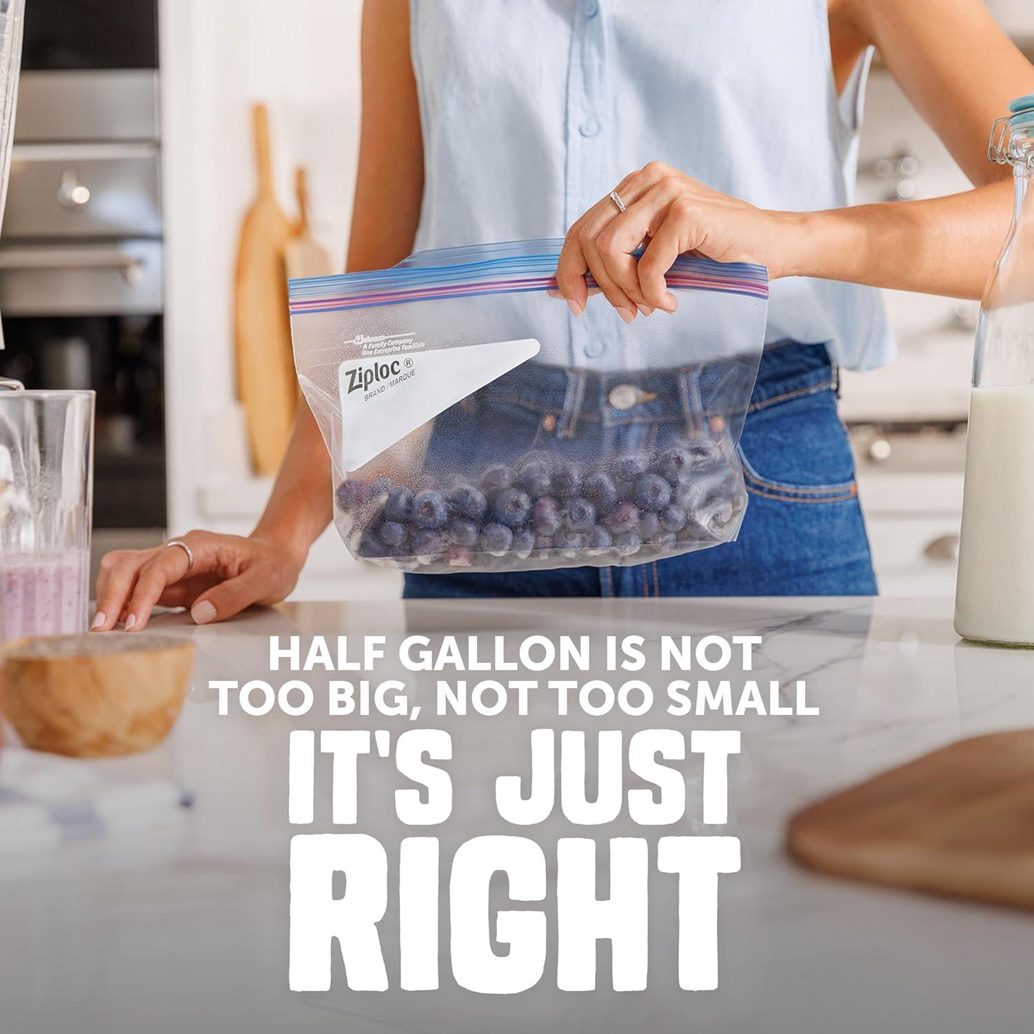 image:imageZiploc Half Gallon Food Storage Freezer Bags Easy Open and Close 40 Bags Total