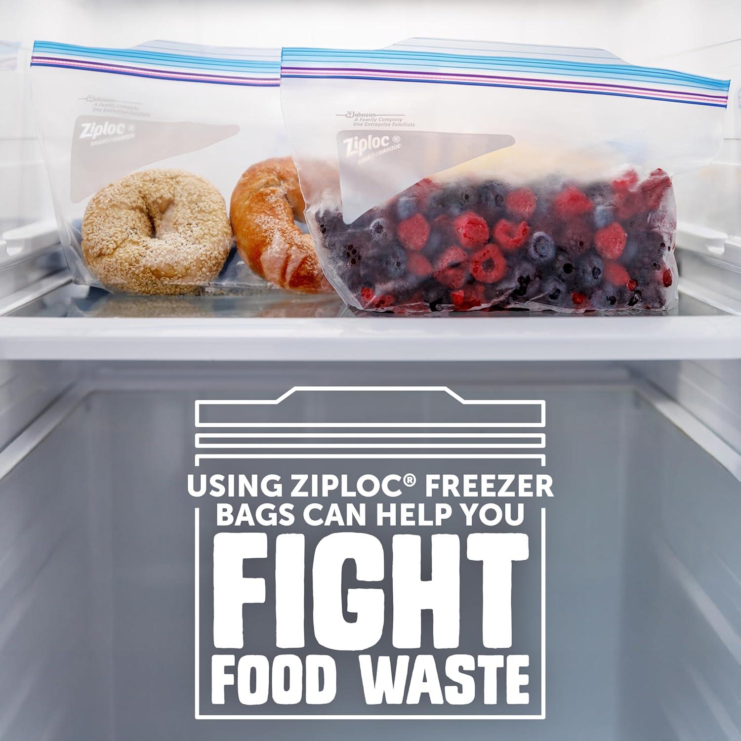 image:imageZiploc Half Gallon Food Storage Freezer Bags Easy Open and Close 40 Bags Total