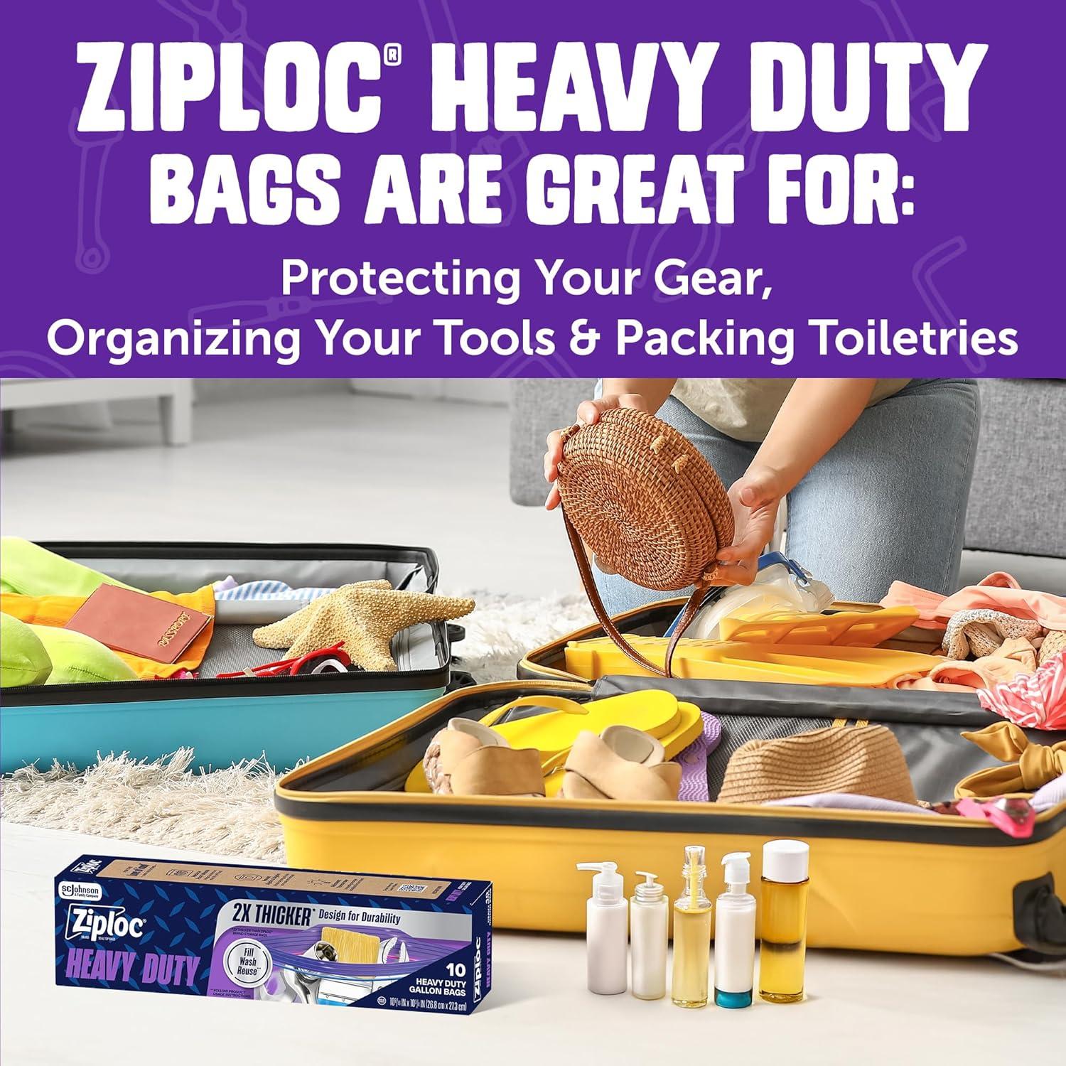 image:imageZiploc Heavy Duty Gallon Storage Bags Reusable Large Bag for Food Tools Craft and Clothing Storage 10 Count