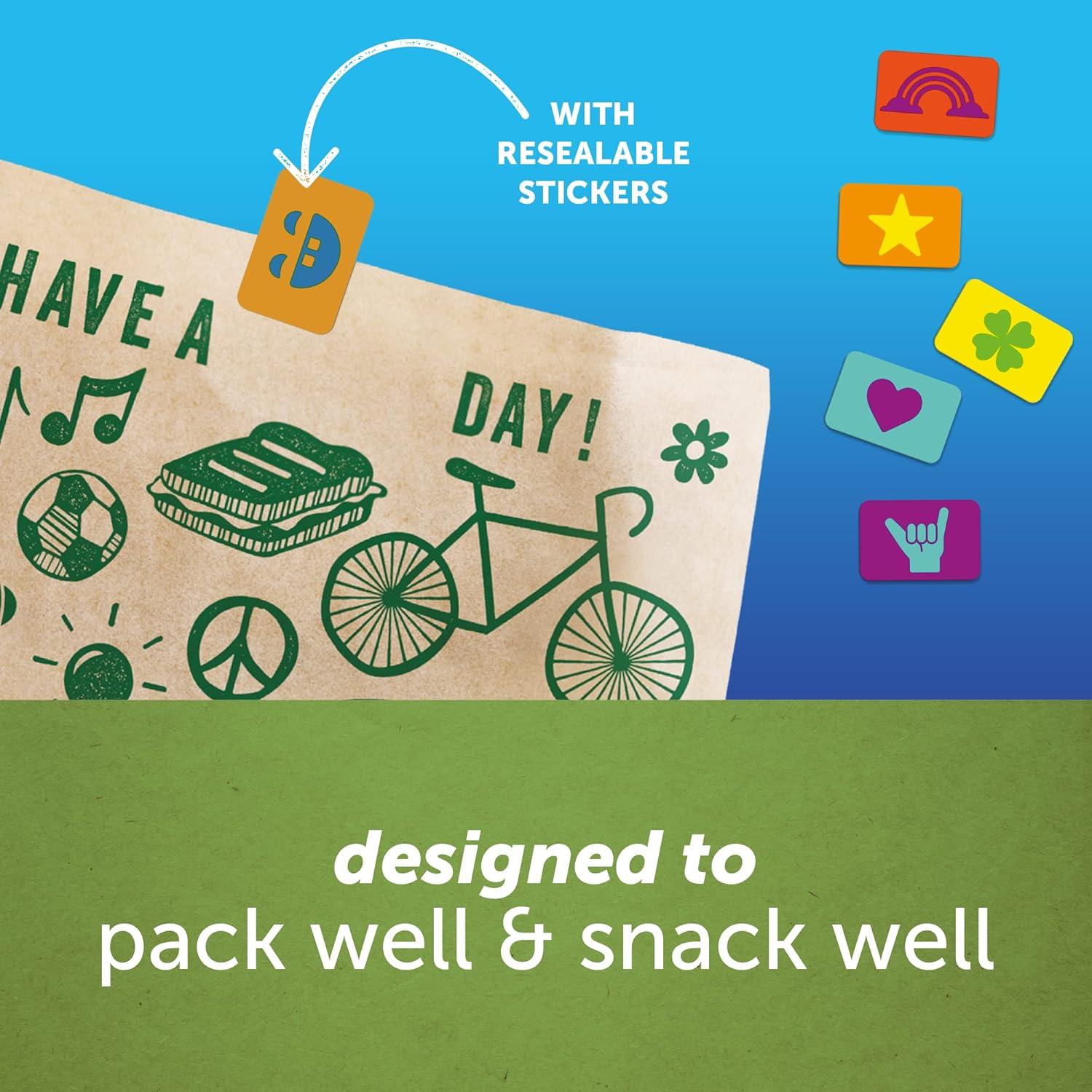 image:imageZiploc Paper Sandwich and Snack Bags Recyclable amp Sealable with Fun Designs 50 Bags TotalBrown