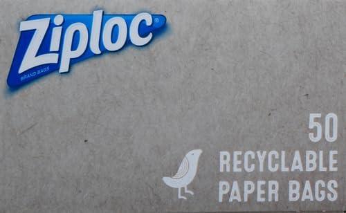 image:imageZiploc Paper Sandwich and Snack Bags Recyclable amp Sealable with Fun Designs 50 Bags TotalBrown
