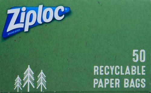image:imageZiploc Paper Sandwich and Snack Bags Recyclable amp Sealable with Fun Designs 50 Bags TotalBrown