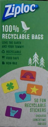 image:imageZiploc Paper Sandwich and Snack Bags Recyclable amp Sealable with Fun Designs 50 Bags TotalBrown