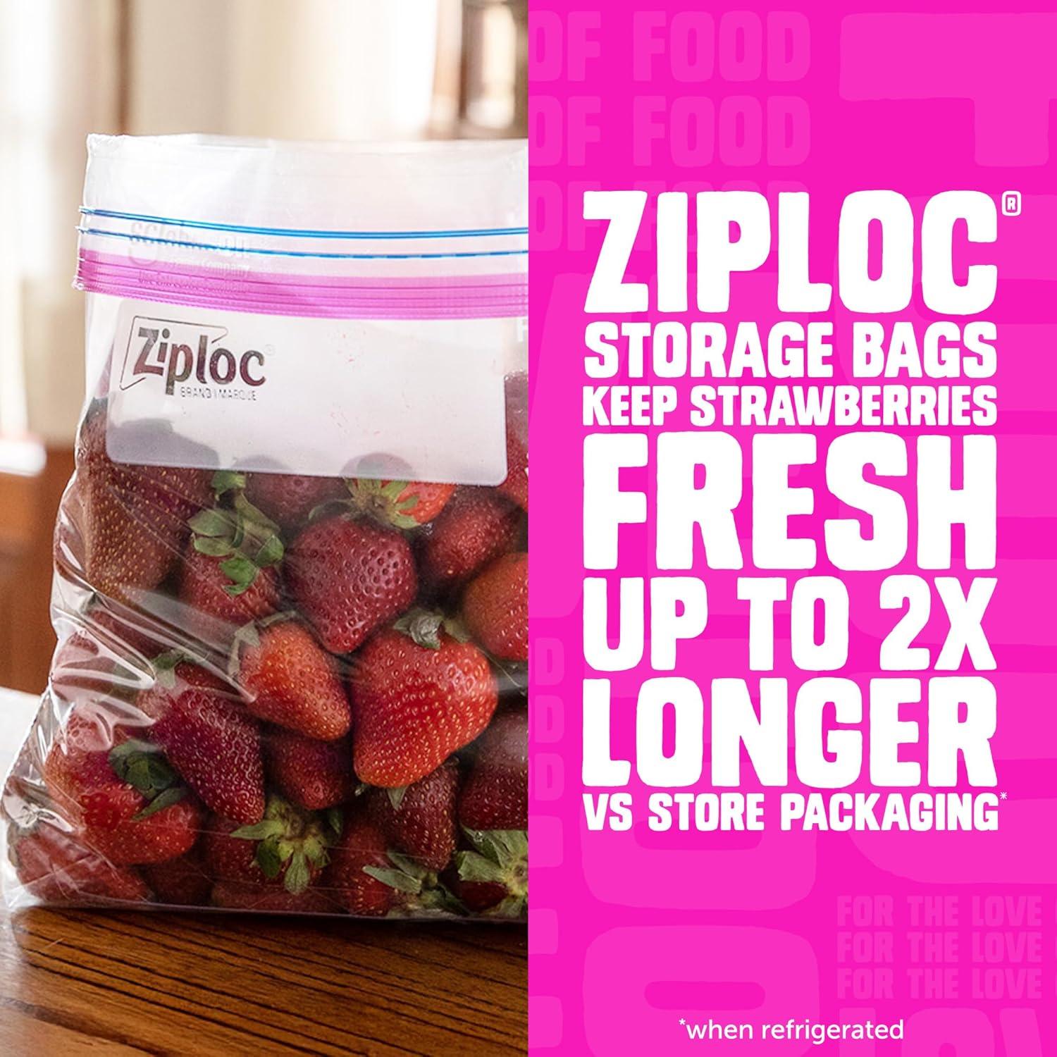 image:imageZiploc Quart Food Storage Bags Stay Open Design with StandUp Bottom Easy to Fill 48 Count48 Count