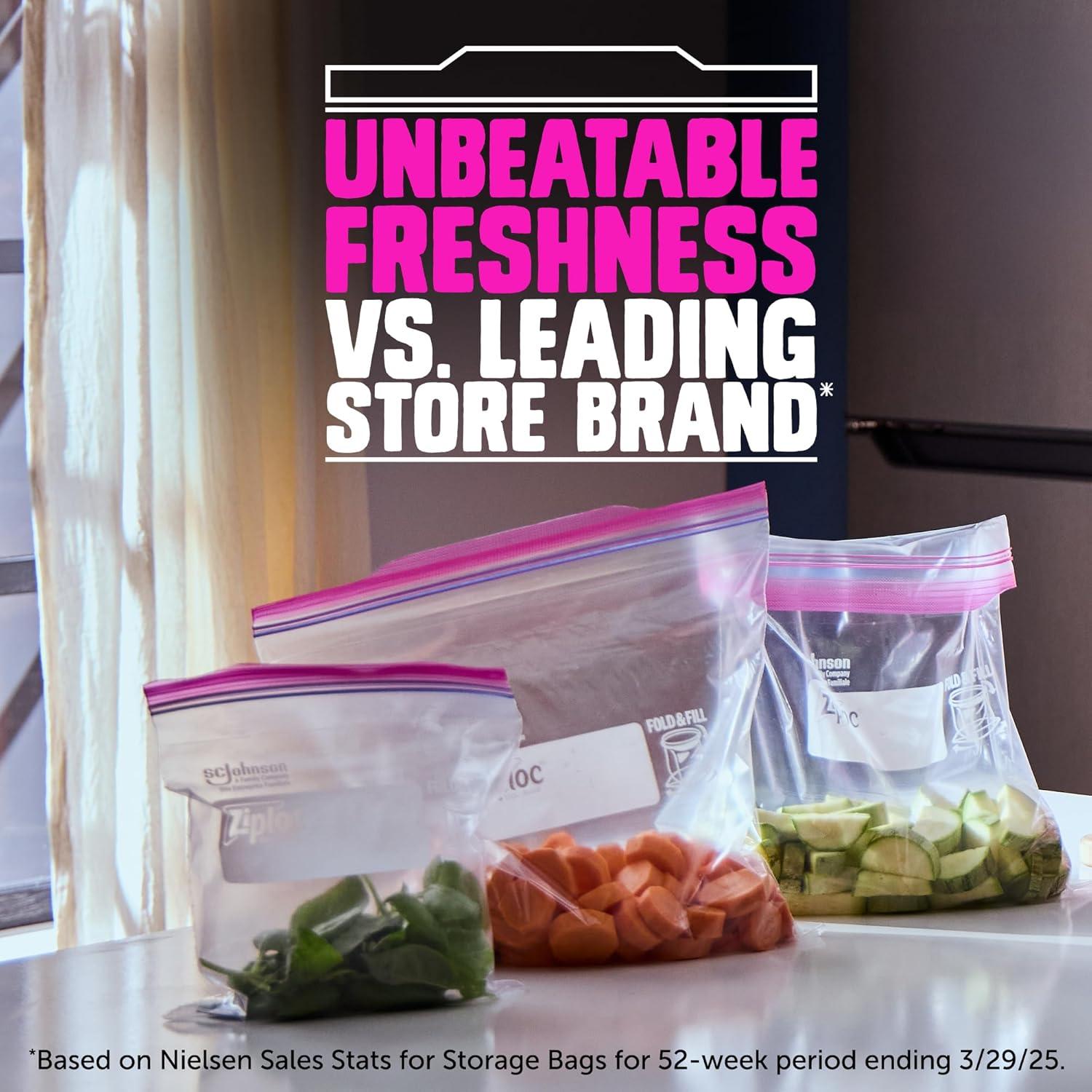 image:imageZiploc Quart Food Storage Bags Stay Open Design with StandUp Bottom Easy to Fill 48 Count48 Count