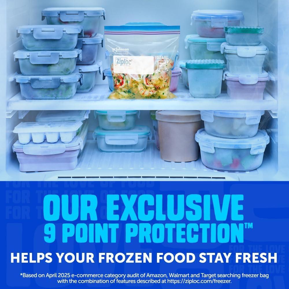 image:imageZiploc Quart Food Storage Freezer Slider Bags 136ct Total Durable 34 Count 4 Pack34 Count Pack of 2