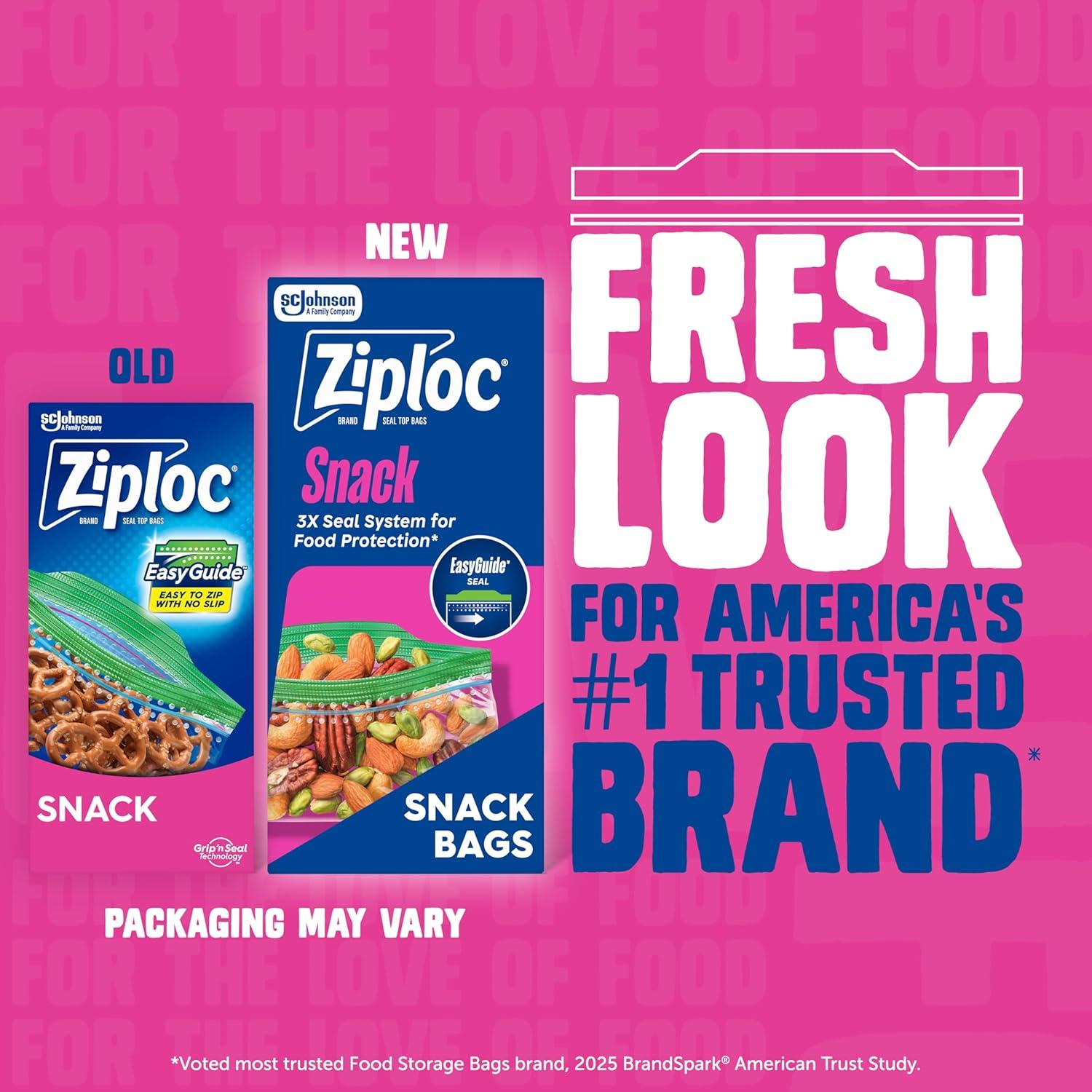 image:imageZiploc Snack Bags Easy Open and Close Plastic Food Storage Bags 280 Bags Total280 Count