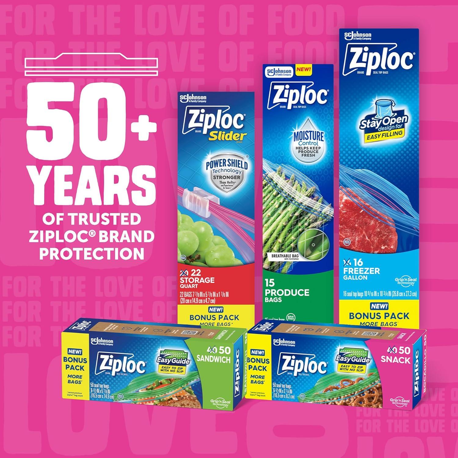 image:imageZiploc Snack Bags Easy Open and Close Small Plastic Food Storage Bags 50 Bags Total324 Count