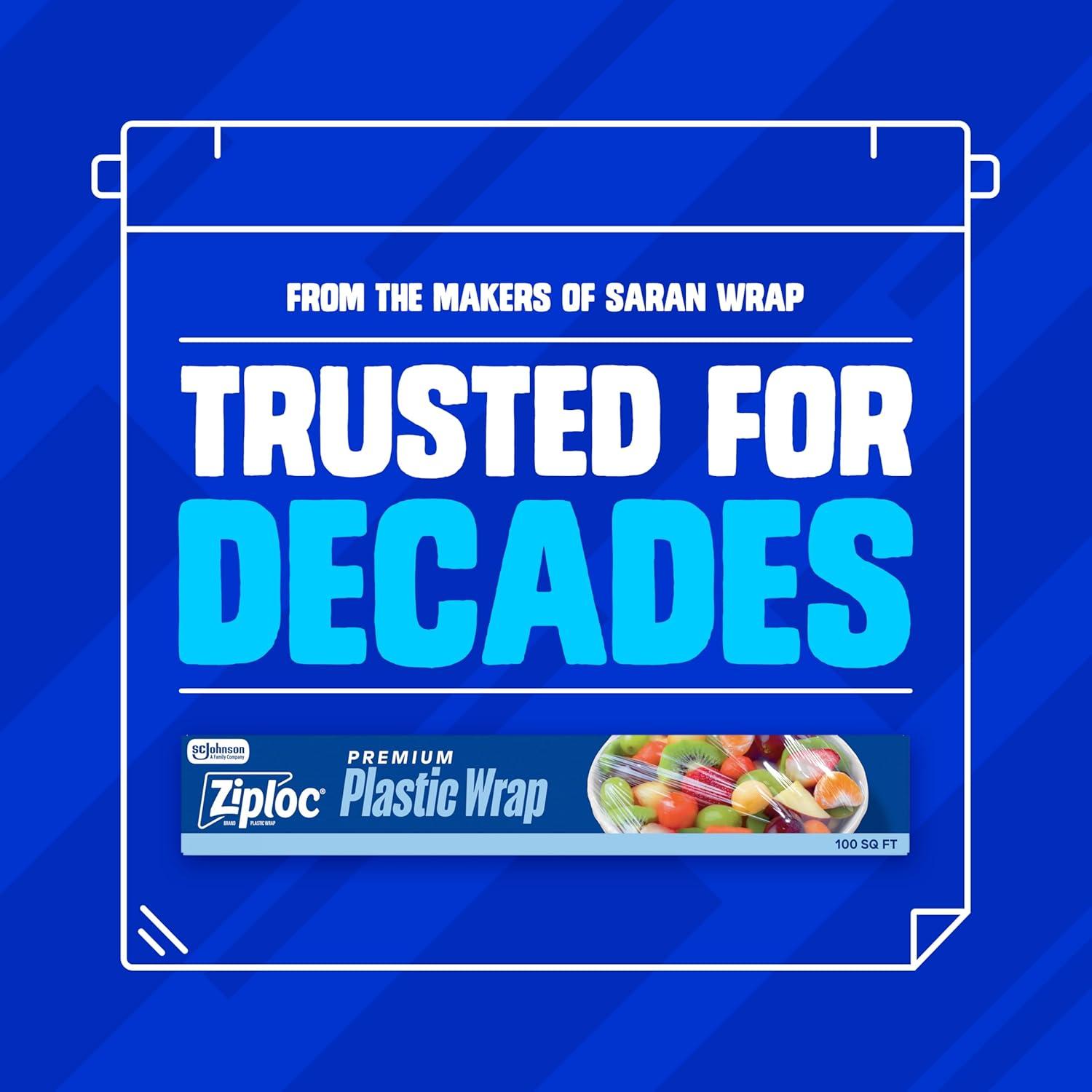 image:imageZiploc Wrap From Makers of Saran Wrap Food Storage Protects Food Easy Dispense 100 Sq Ft Roll