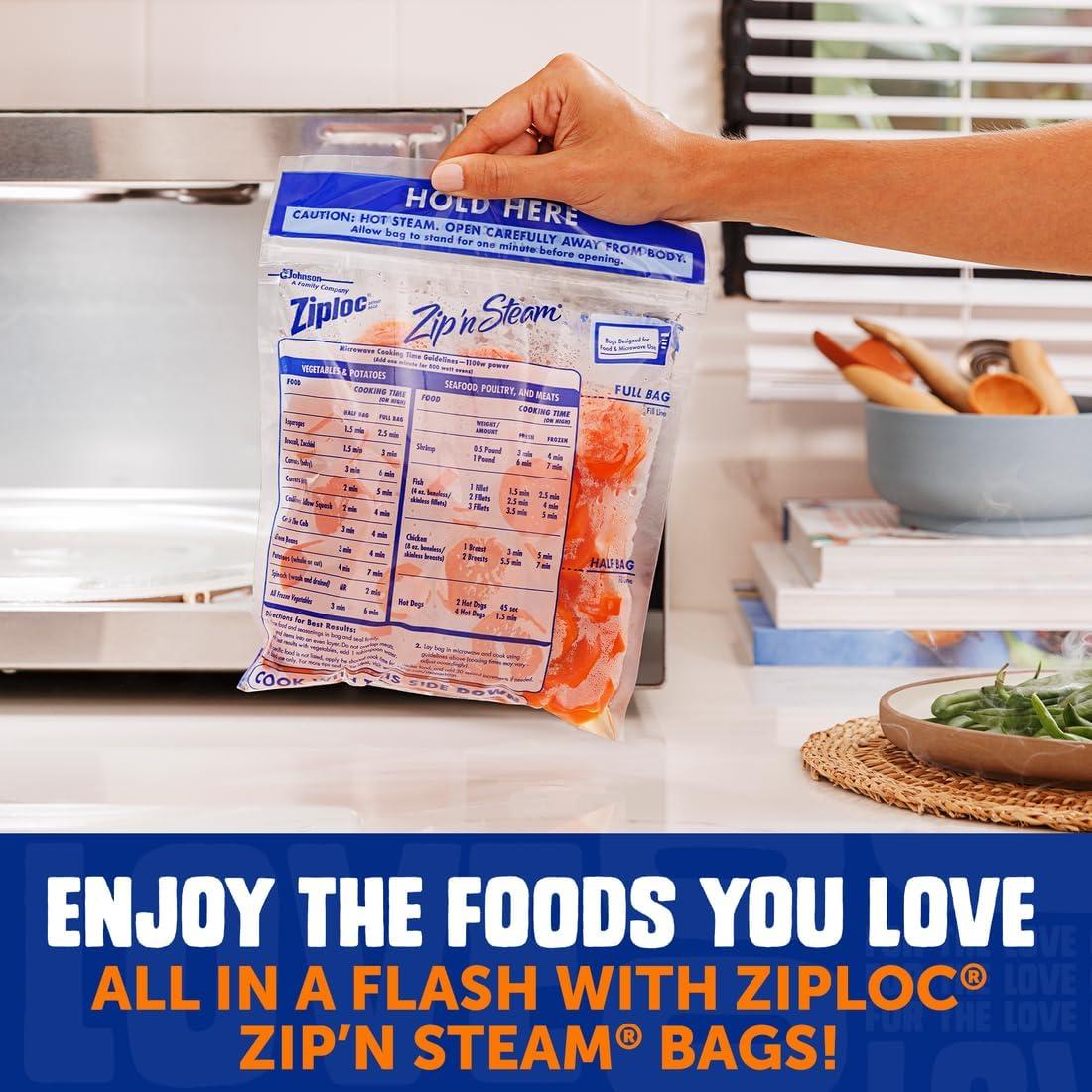 image:imageZiploc Zip n Steam Food Storage Cartons for Meal Prep Healthy Meals in Minutes Microwave Safe 10 Count