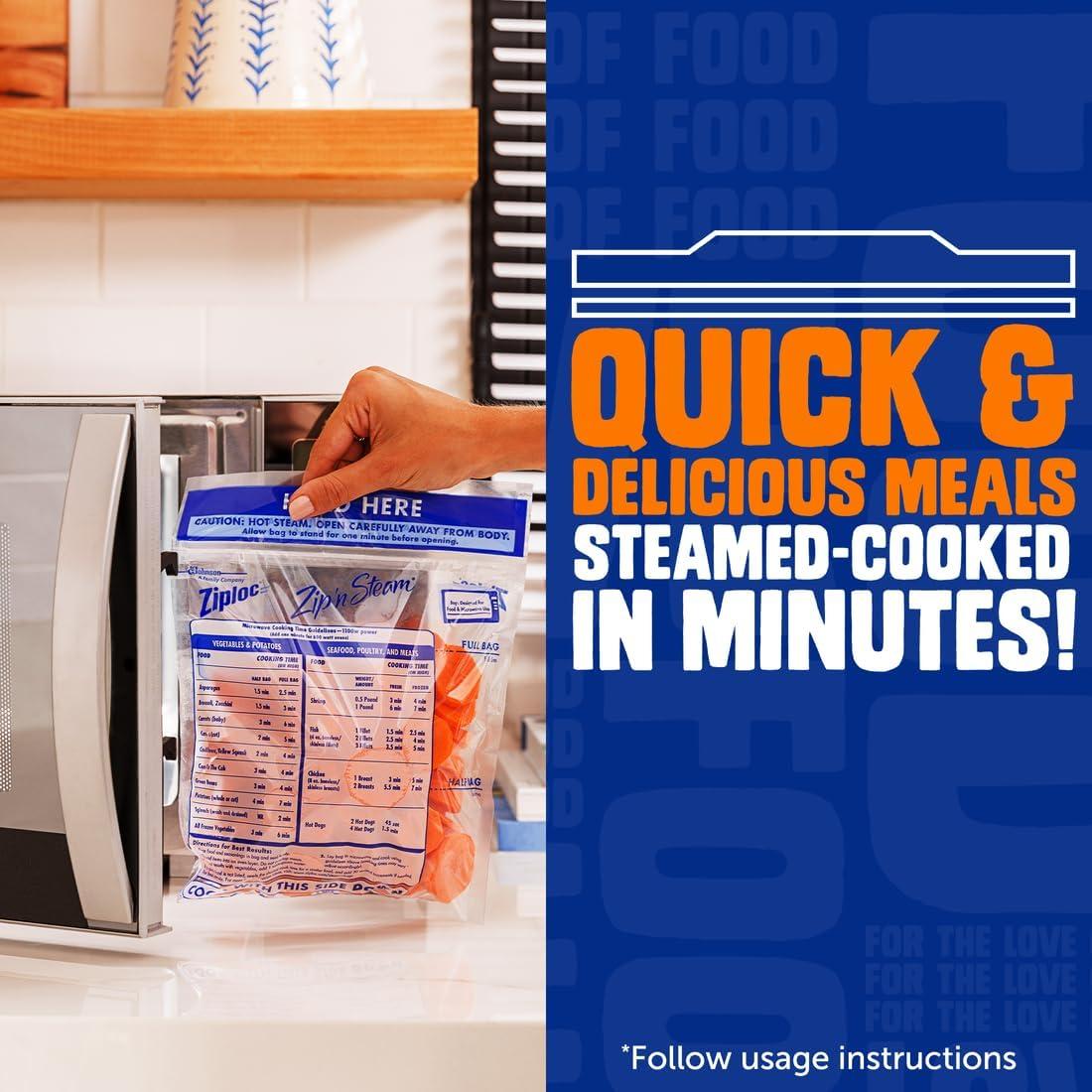 image:imageZiploc Zip n Steam Food Storage Cartons for Meal Prep Healthy Meals in Minutes Microwave Safe 10 Count