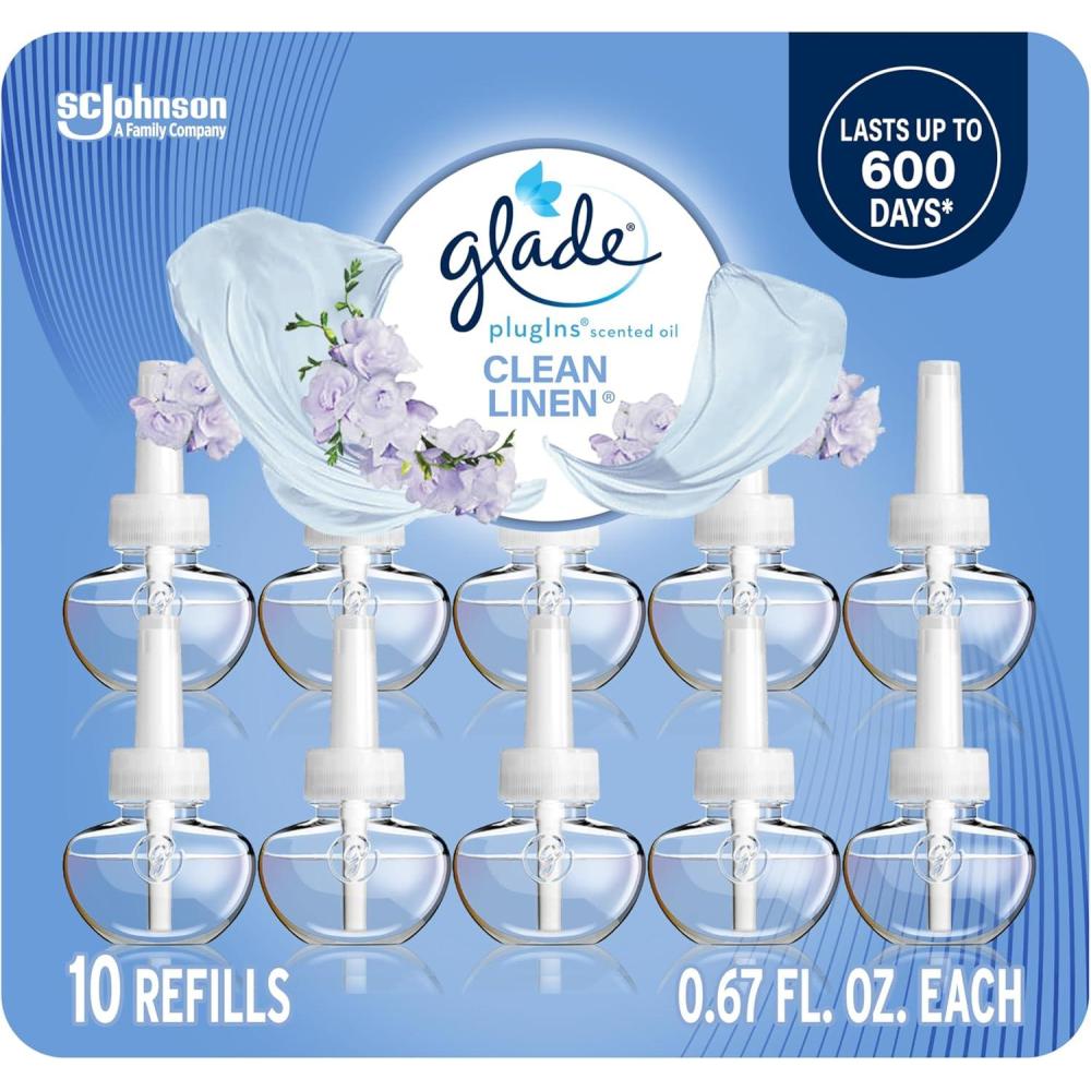 image:imageGlade PlugIns Refills Air Freshener Scented and Essential Oils for Home and Bathroom Cashmere Woods 67 Fl Oz 10 CountClean Linen