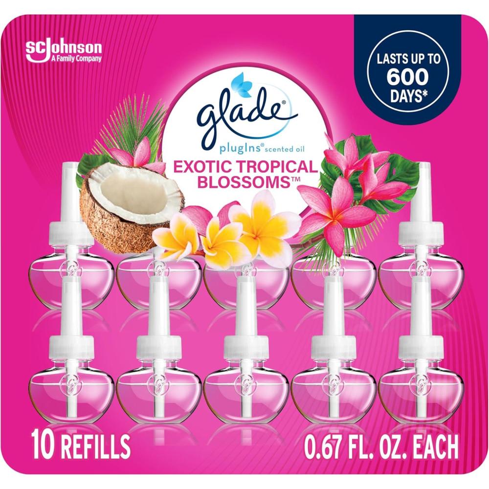 image:imageGlade PlugIns Refills Air Freshener Scented and Essential Oils for Home and Bathroom Cashmere Woods 67 Fl Oz 10 CountExotic Tropical Blossoms