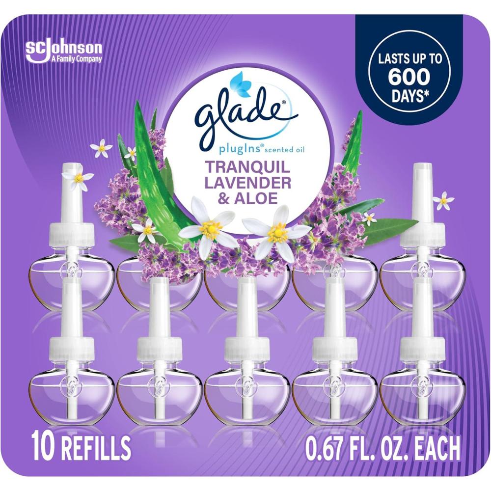 image:imageGlade PlugIns Refills Air Freshener Scented and Essential Oils for Home and Bathroom Cashmere Woods 67 Fl Oz 10 CountTranquil Lavender Aloe