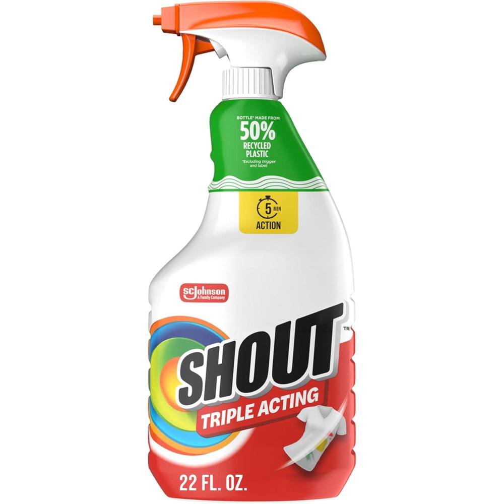 image:imageShout Active Enzyme Laundry Stain Remover Spray TripleActing Formula Clings Penetrates and Lifts 100 Types of Everyday Stains Prewash Spray 22oz22 Ounce Pack of 1