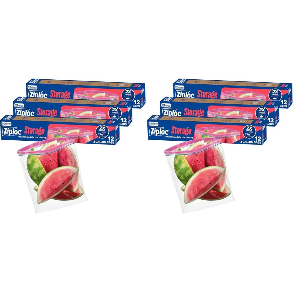 image:imageZiploc 2 Gallon Food Storage Bags Grip n Seal Technology for Easier Grip Open and Close 12 Bags Total36 Count Pack of 2