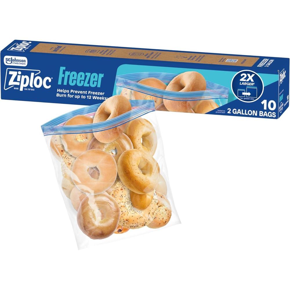 image:imageZiploc 2 Gallon Food Storage Freezer Bags Grip n Seal Technology for Easier Grip Open and Close 10 Count Packaging May Vary10 Count