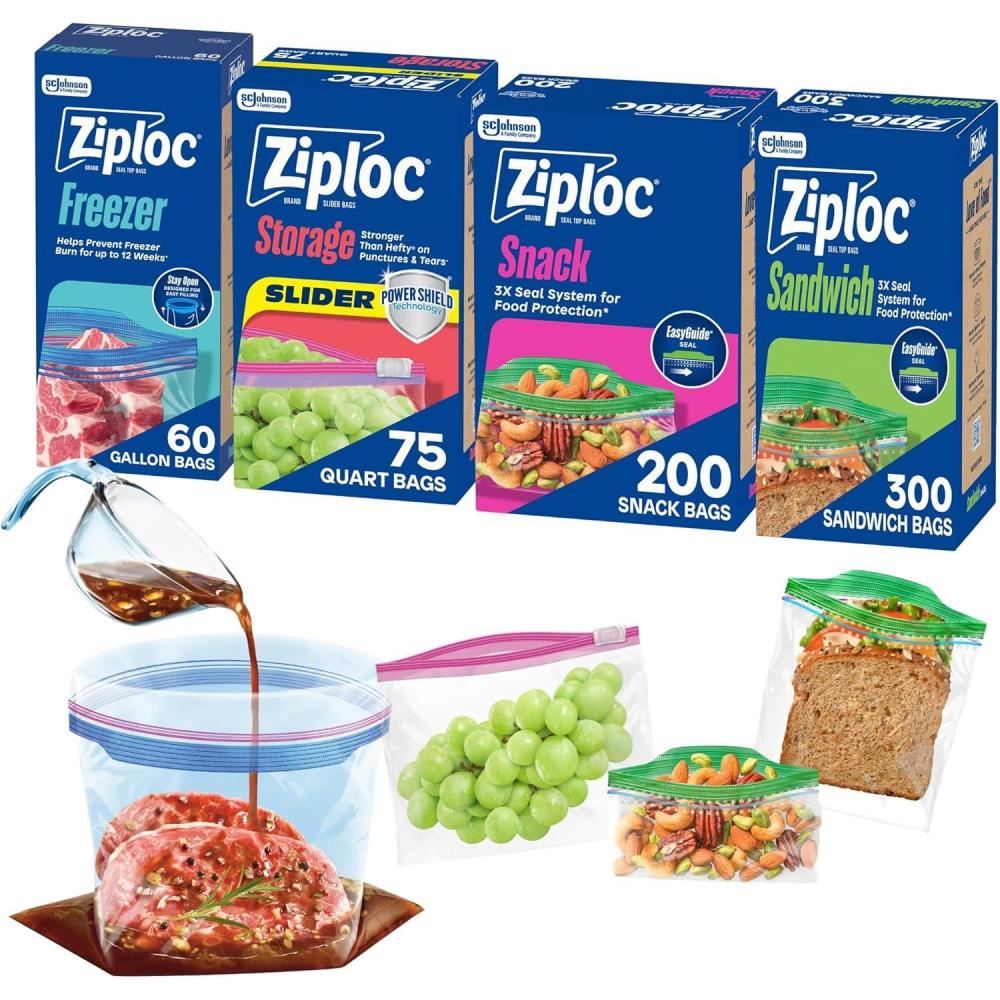 image:imageZiploc Brand 635 Count Food Storage and Sandwich Bags Variety Pack