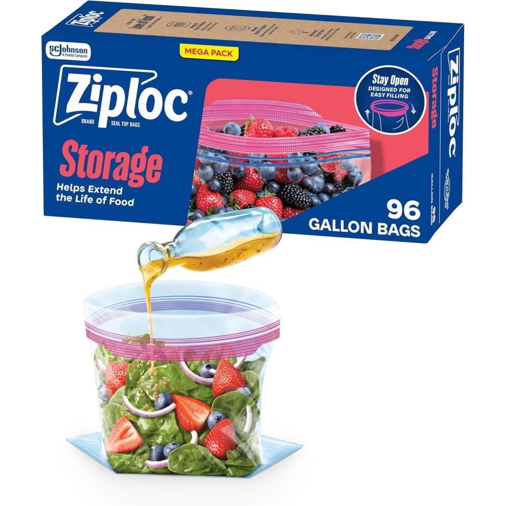 image:imageZiploc Gallon Food Storage Bags StandUp Bottom Easy to Fill 42 Count96 Count