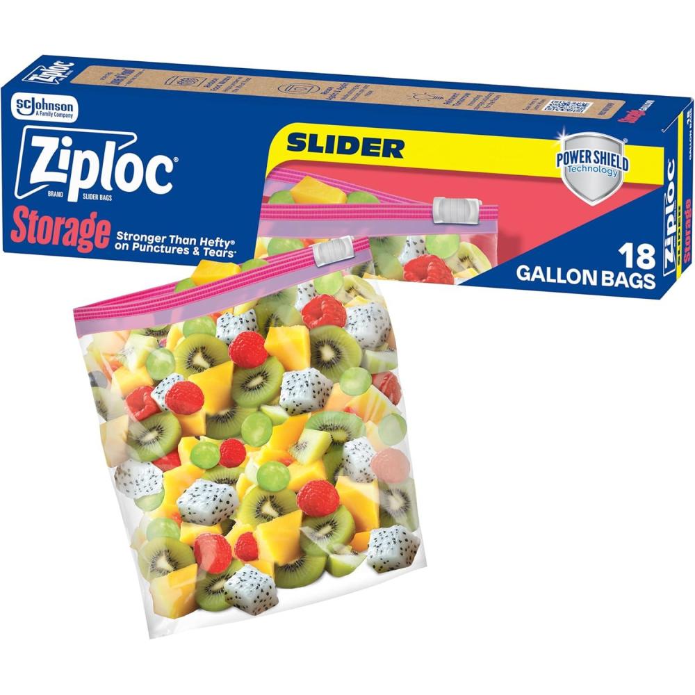 image:imageZiploc Gallon Food Storage Slider Bags Power Shield Technology for More Durability 68 Count18 Count