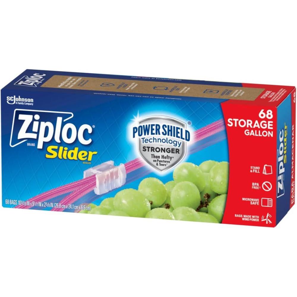 image:imageZiploc Gallon Food Storage Slider Bags Power Shield Technology for More Durability 68 Count68 Count