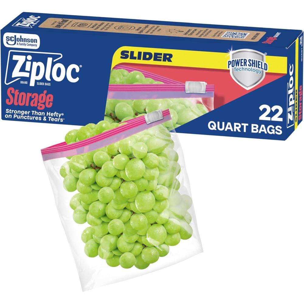 image:imageZiploc Quart Food Storage Bags StandUp Bottom Easy to Fill 76 Count22 Count