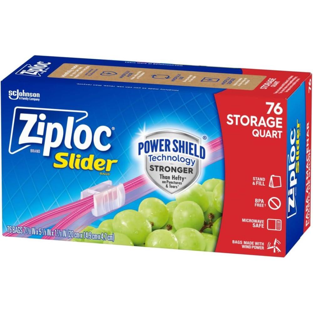 image:imageZiploc Quart Food Storage Bags StandUp Bottom Easy to Fill 76 Count76 Count