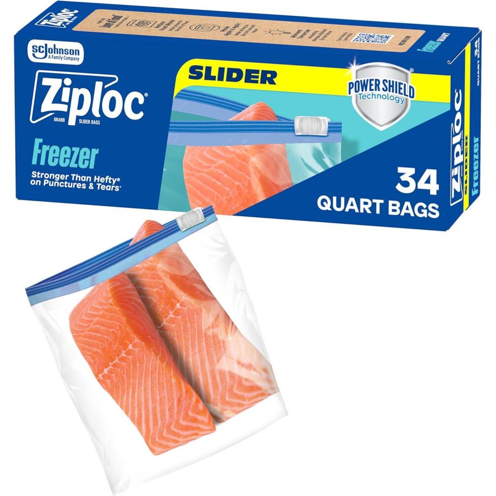 image:imageZiploc Quart Food Storage Freezer Slider Bags 136ct Total Durable 34 Count 4 Pack34 Count