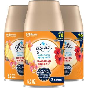 Glade Automatic Spray Air Freshener Refill, Scented Air Freshener for Home and Bathroom, Clean Linen, 6.2 Oz, 3 Count(Hawaiian Breeze)